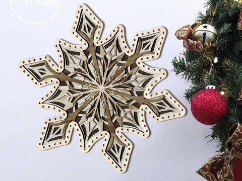 Layered Snowflake SVG - 3D Christmas & Winter Decor File SVG LaserCutano 