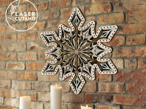 Layered Snowflake SVG - 3D Christmas & Winter Decor File SVG LaserCutano 
