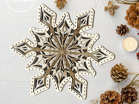 Layered Snowflake SVG - 3D Christmas & Winter Decor File SVG LaserCutano 