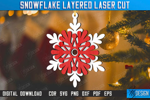 Layered Snowflakes Christmas Tree Ornament Laser Cut Bundle, Wooden Snowflakes, Christmas Tree Decorations, Christmas Tree Toys SVG SVG Fly Design 