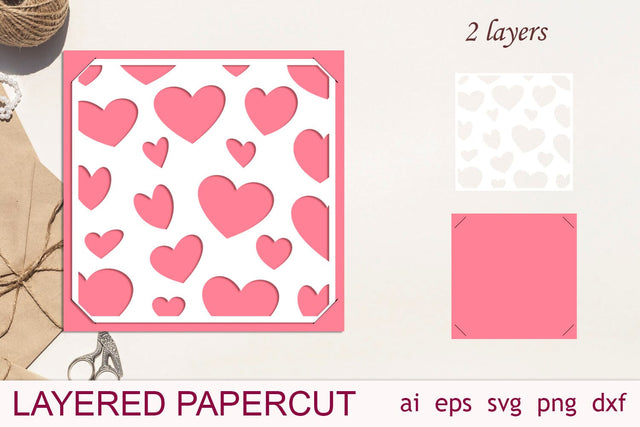 Layered Valentines day card with hearts svg laser cut SVG AnastasiyaArtDesign 