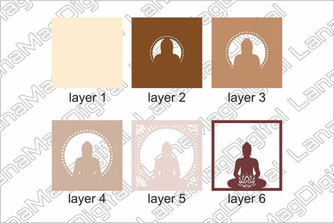 Layered Yoga mandala svg Lotus flower svg Buddha shadow box 3D Paper LanaMagDigital 