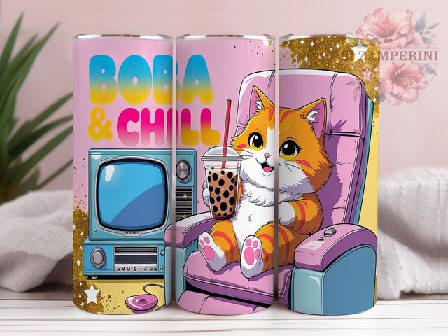 Lazy Cat Boba Tea 20oz Tumbler, Lazy Cat Design, 20oz Sublimation Wrap, Cute Cat Drinkware, Relaxing Cat Mug, Chill Vibes Tumbler, Funny Cat Gift Sublimation Li Zamperini 