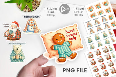 Lazy Christmas Pajamas Sticker Sublimation artnoy 