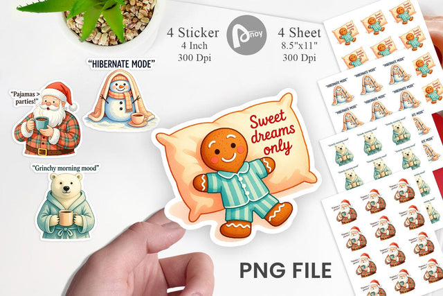 Lazy Christmas Pajamas Sticker Sublimation artnoy 