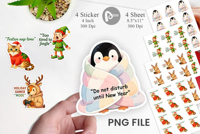 Lazy Christmas Pajamas Sticker Sublimation artnoy 