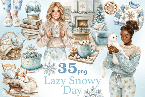 Lazy Snowy Day Clipart | Christmas Graphics Bundle SVG GlamArtZhanna 