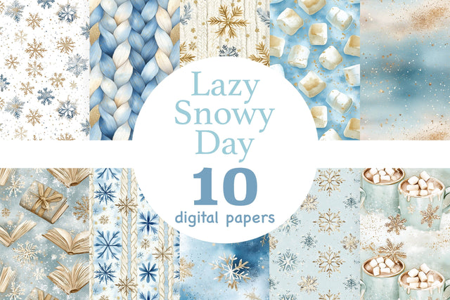Lazy Snowy Day Papers | Winter Seamless Pattern Digital Pattern GlamArtZhanna 