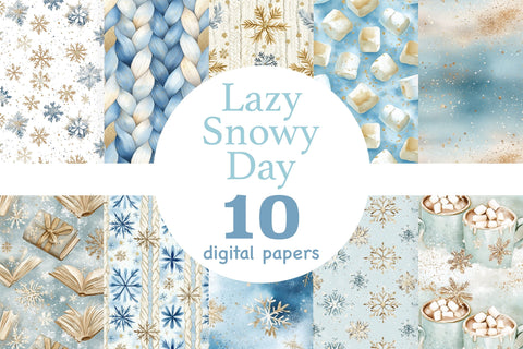 Lazy Snowy Day Papers | Winter Seamless Pattern Digital Pattern GlamArtZhanna 