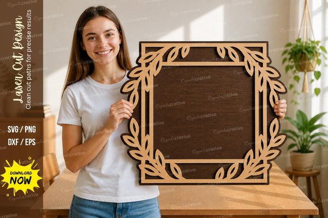 Leaf Border Frame laser Cut svg Cutting file SVG Regulrcrative 