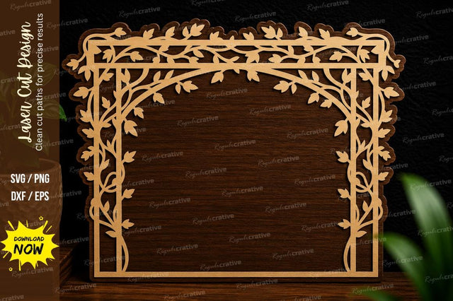Leaf Border Frame Laser Cut SVG Design SVG Regulrcrative 