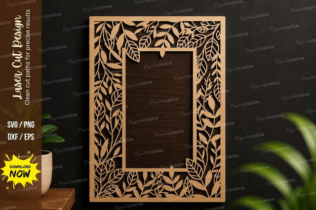 Leaf Border Frame Laser Cut SVG Design SVG Regulrcrative 