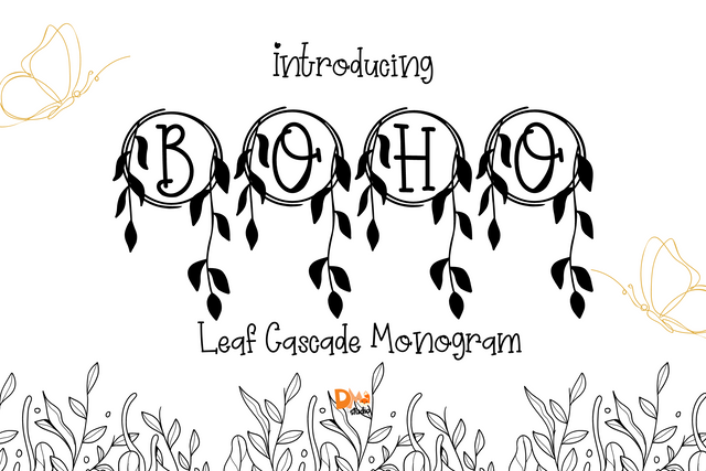 Leaf Cascade Monogram Font Dm Letter Studio 
