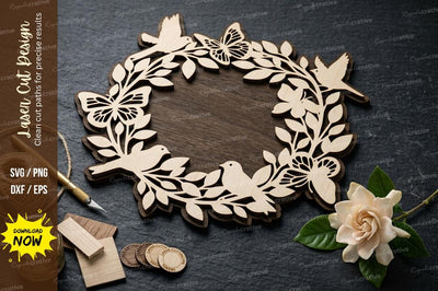 Leaf Circle Frame laser Cut svg Cutting file SVG Regulrcrative 