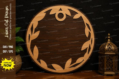 Leaf Circle Frame Laser Cut SVG Design SVG Regulrcrative 