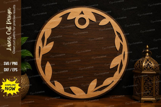 Leaf Circle Frame Laser Cut SVG Design SVG Regulrcrative 