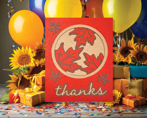 Leaf Circle Layered Thank You Card SVG Cut File 3D Paper Flowingcreek 