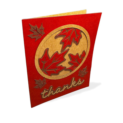 Leaf Circle Layered Thank You Card SVG Cut File 3D Paper Flowingcreek 