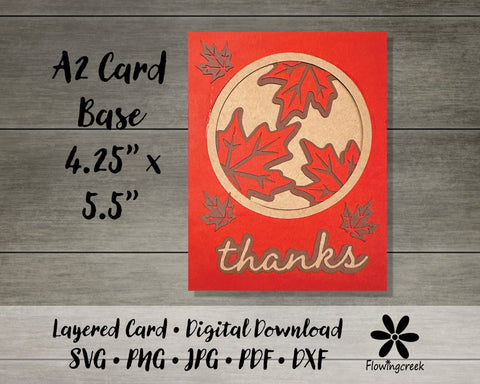 Leaf Circle Layered Thank You Card SVG Cut File 3D Paper Flowingcreek 