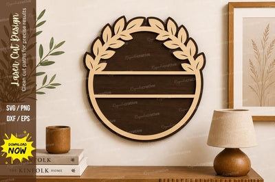 Leaf Circle Name Frame laser Cut svg Cutting file SVG Regulrcrative 