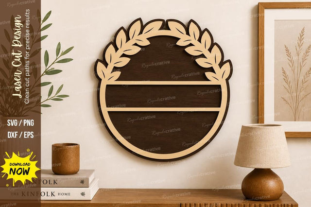 Leaf Circle Name Frame laser Cut svg Cutting file SVG Regulrcrative 