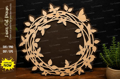 Leaf Circle Wreath laser cut svg File SVG Regulrcrative 