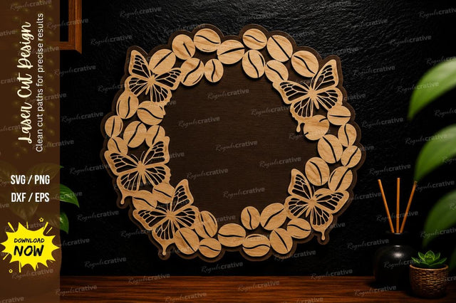 Leaf Circle Wreath laser cut svg File SVG Regulrcrative 
