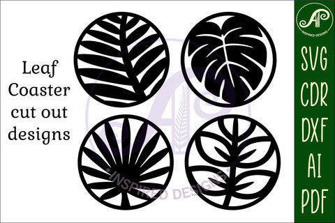 Leaf Coasters, laser cut out leaves designs d1 SVG APInspireddesigns 