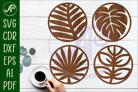 Leaf Coasters, laser cut out leaves designs d1 SVG APInspireddesigns 