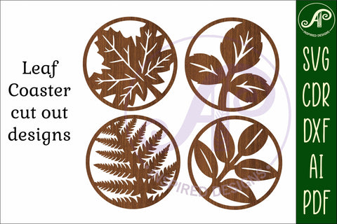 Leaf Coasters, laser cut out leaves designs d2 SVG APInspireddesigns 