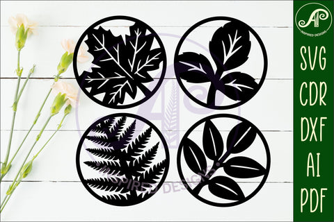 Leaf Coasters, laser cut out leaves designs d2 SVG APInspireddesigns 