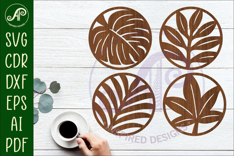 Leaf Coasters, laser cut out leaves designs d3 SVG APInspireddesigns 
