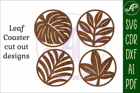 Leaf Coasters, laser cut out leaves designs d3 SVG APInspireddesigns 