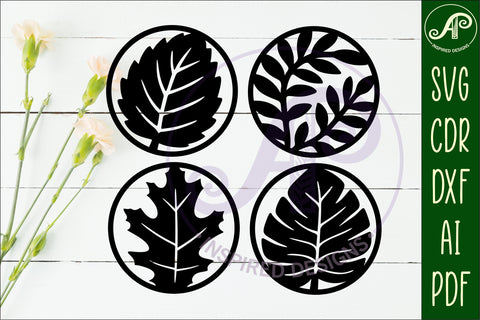 Leaf Coasters, laser cut out leaves designs d4 SVG APInspireddesigns 