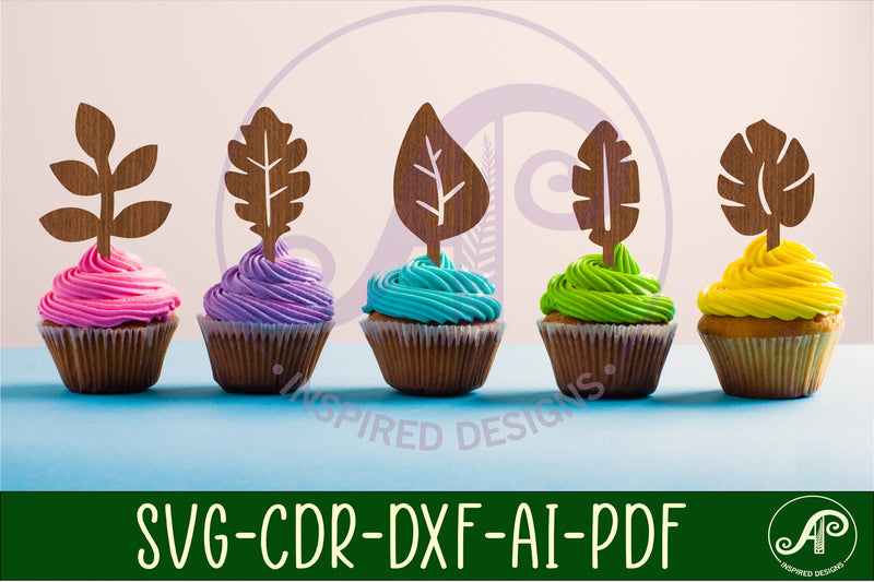 Leaf cupcake topper SVG laser SVG APInspireddesigns 