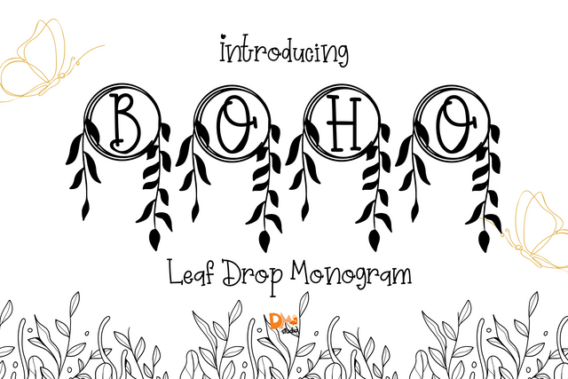 Leaf Drop Monogram Font Dm Letter Studio 