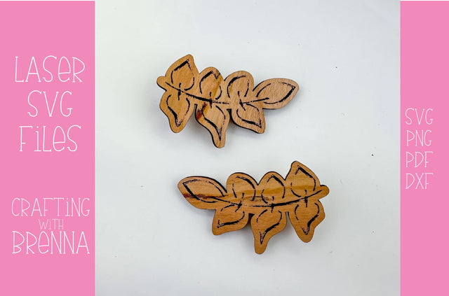 Leaf Hair Clip Laser SVG File SVG Crafting With Brenna 