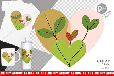 Leaf Heart Clipart Sublimation artnoy 