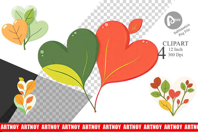Leaf Heart Clipart Sublimation artnoy 
