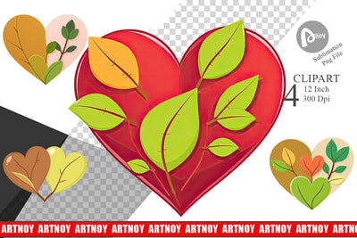 Leaf Heart Clipart Sublimation artnoy 