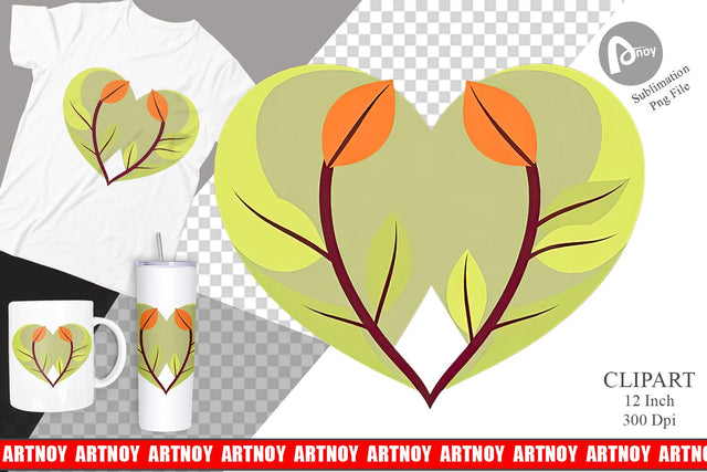 Leaf Heart Clipart Sublimation artnoy 