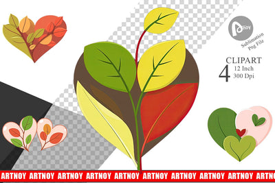 Leaf Heart Clipart Sublimation artnoy 