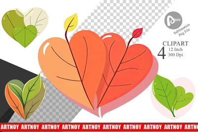 Leaf Heart Clipart Sublimation artnoy 
