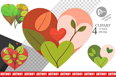 Leaf Heart Clipart Sublimation artnoy 