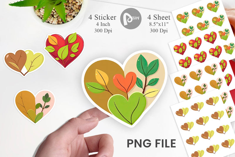 Leaf Heart Sticker Sublimation artnoy 