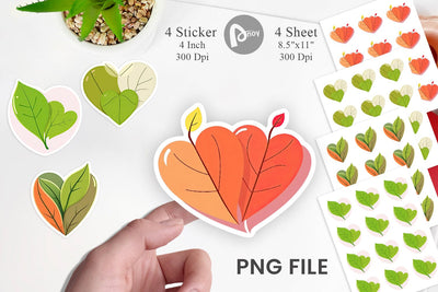 Leaf Heart Sticker Sublimation artnoy 