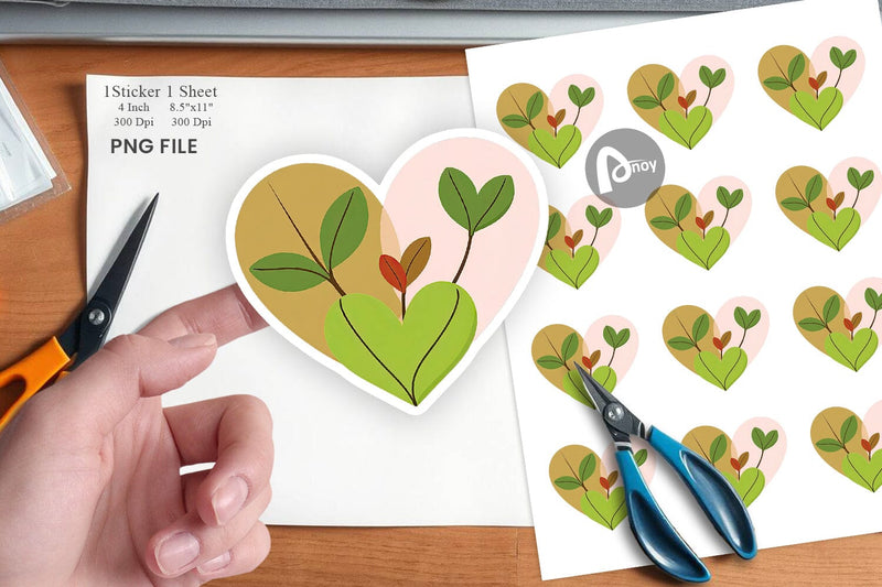 Leaf Heart Sticker Sublimation artnoy 