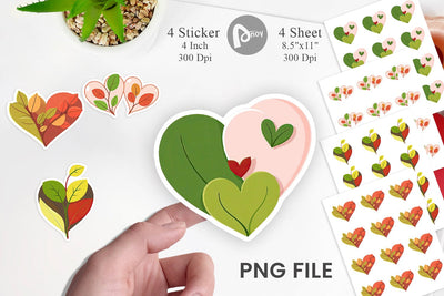 Leaf Heart Sticker Sublimation artnoy 