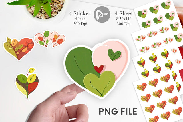 Leaf Heart Sticker Sublimation artnoy 