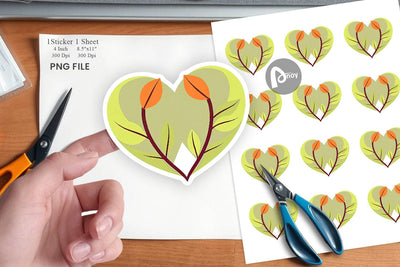 Leaf Heart Sticker Sublimation artnoy 